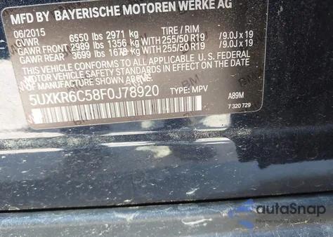 2015 BMW X5 xDrive50I z USA, uszkodzony, nr VIN 5UXKR6C58F0J78920